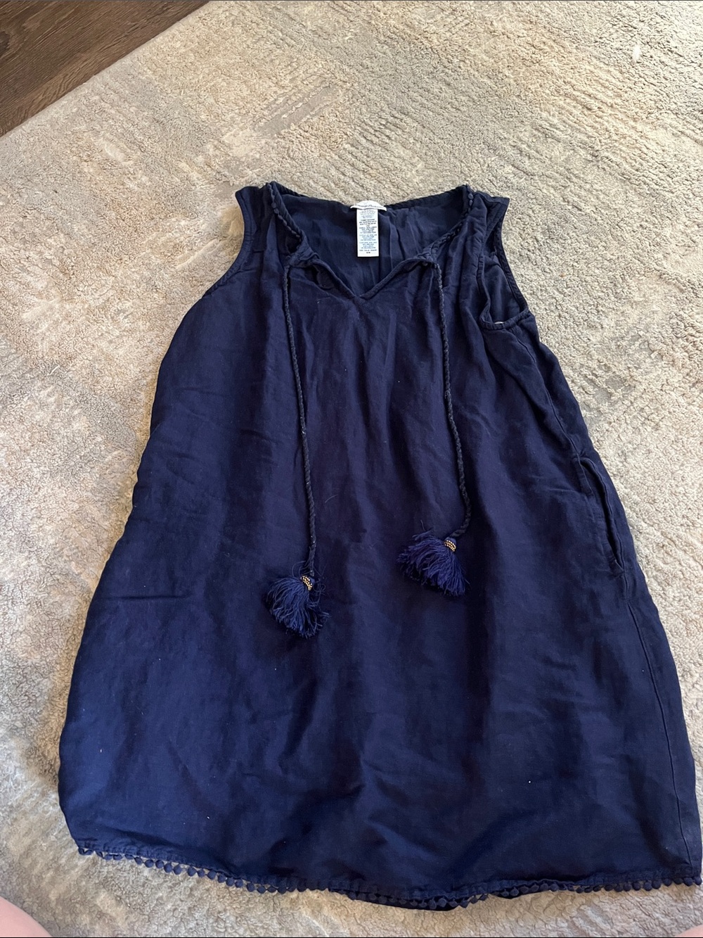 Tommy Bahama Navy Linen-Blend Sleeveless Dress
